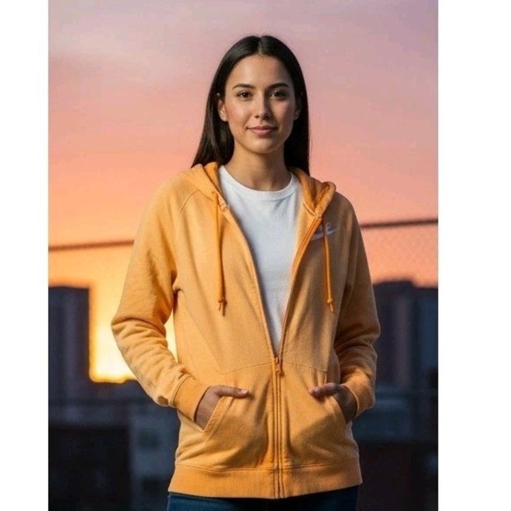Nike‎ Hoodie Women's Size M Sportswear Full Zip Orange Peach Athletic 802551-868